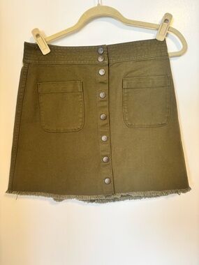 NEW with Tags Madewell Olive Button-Front Mini Skirt with Patch Pockets